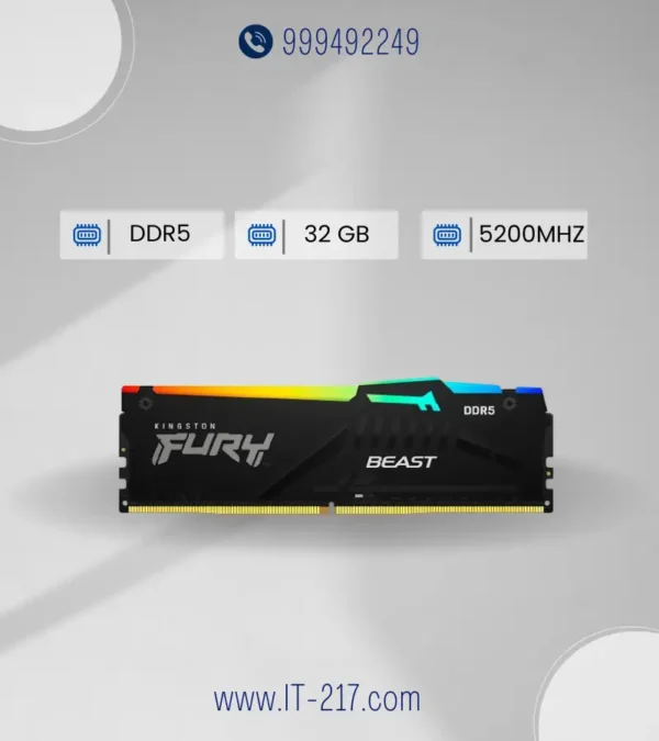 Memoria RAM Kingston FURY Beast RGB DDR4 32Gb 3200Mhz Black para PC