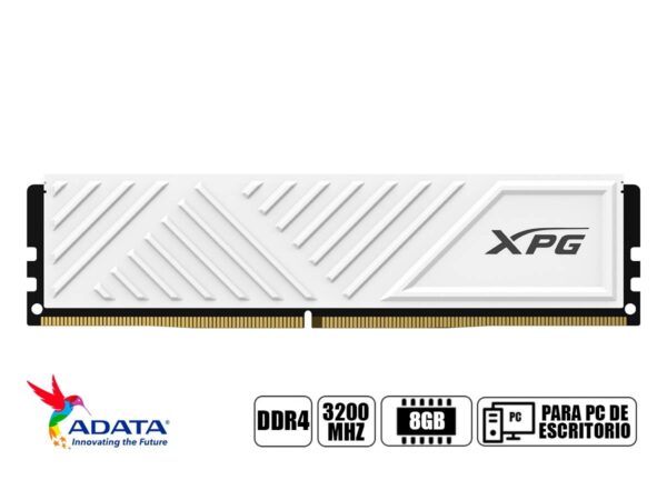 169766022019792 (1) MEMORIA RAM ADATA DDR4 8GB, BLANCO FRECUENCIA 3200 MHZ, D35 XPG GAMMIX